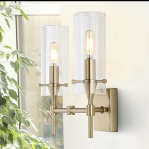 Modern Dual Light Gold Wall Sconce